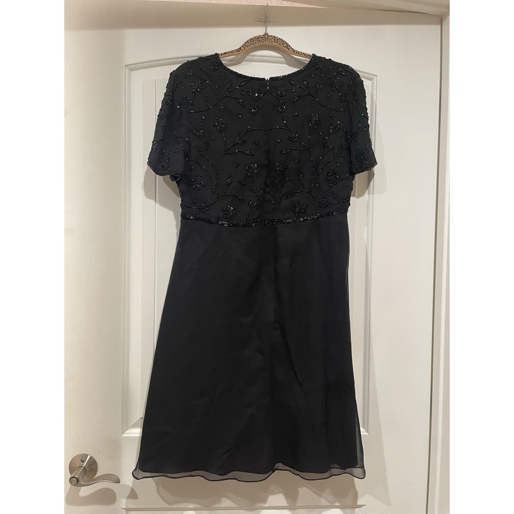 Vintage Allure Silk Beaded Dress Womens Size Large Black - Picture 5 of 10